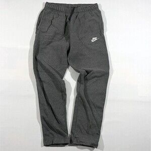 NIKE Athletic SweatPants Mens M Gray Straight Leg Pockets Drawstring Fleece